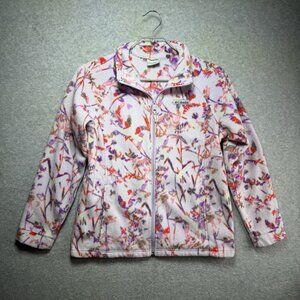 Columbia Fleece Jacket Youth Girls XL 18/20 Pink Purple Red Outdoor Nature Birds